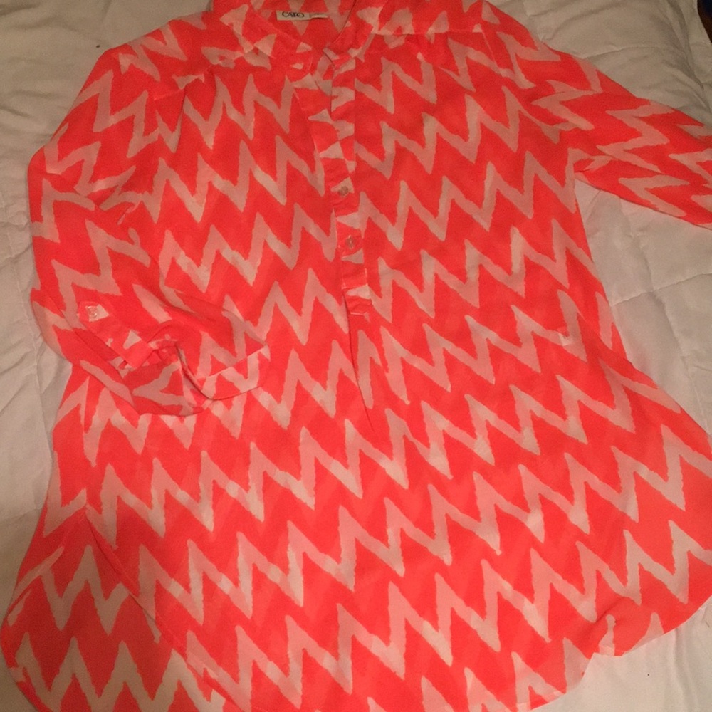 Neon Chevron Pullover Top - Picture 2 of 3